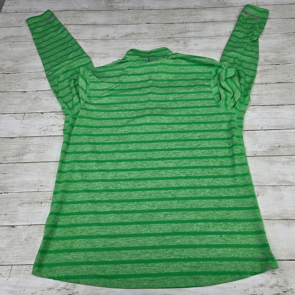 Nike Dri-FIT Running Quarter Zip Pullover Men Large Green Striped 642911-361